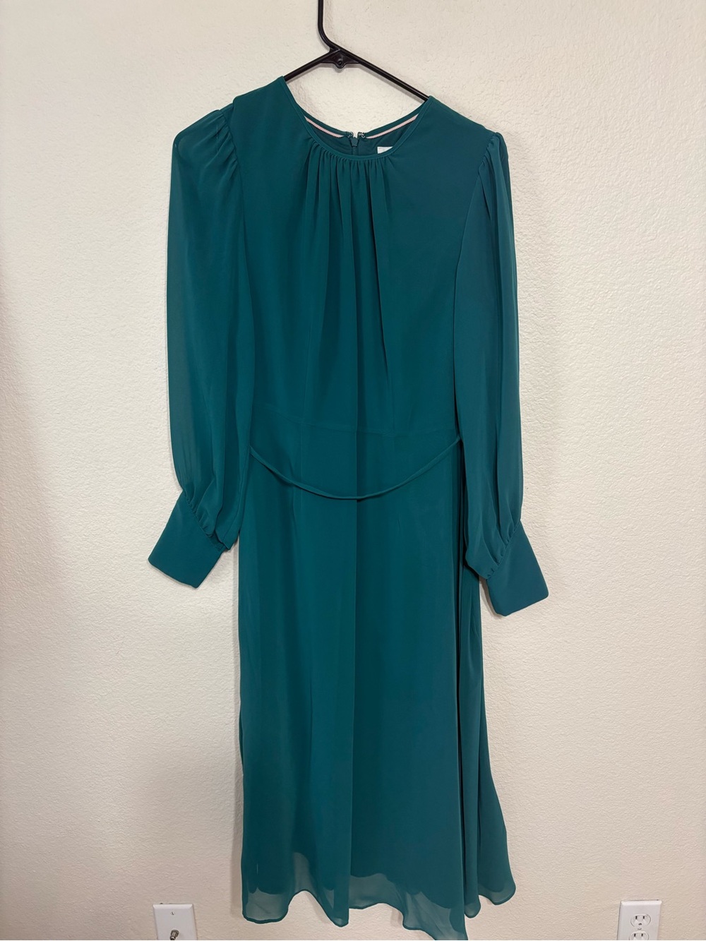 Boden Teal Chiffon Long Sleeve Dress – US 6R / UK 10R